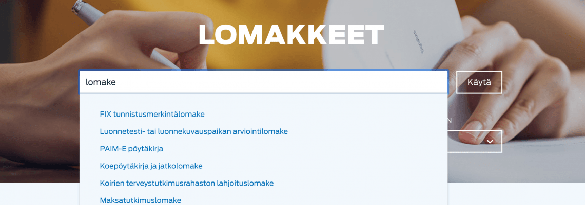 kuvakaappaus hakukentän ennakoivasta hausta