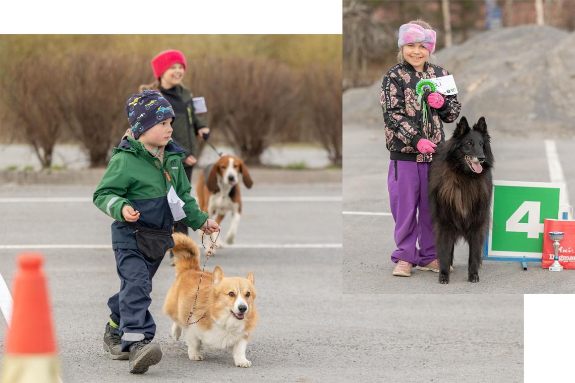 Lapsia koirien kanssa näyttelyssä