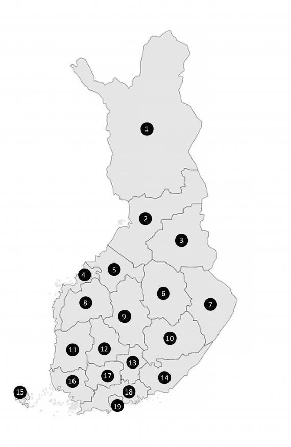 Suomi jakautuu 19 kennelpiiriin