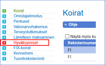 Omakoirassa lausuntojen hyväksyminen