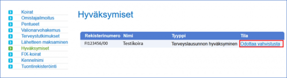 Kennelliiton Omakoira-palvelu odottaa vahvistusta