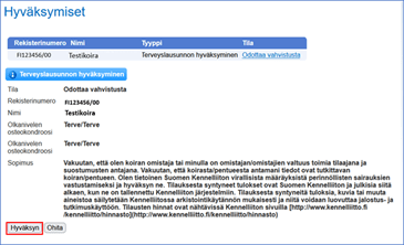 Kennelliiton Omakoira-palvelu hyväksyn