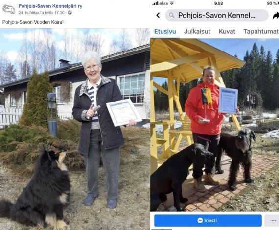 Pohjois-Savon Kennelpiirin palkitsemat koirakot Koiranpäivänä 2020