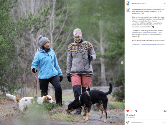 Suomen latu sosiaalisessa mediassa Koiranpäivänä 2024