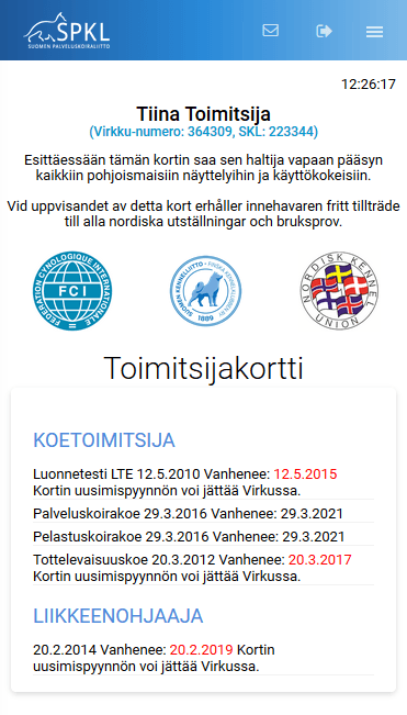 Virkku-kortti toimitsijakortti