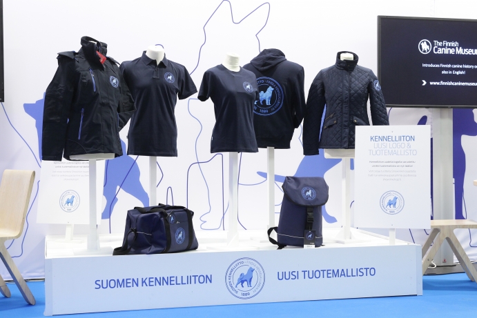 Uudet Kennelliitto PRO -malliston tuotteet olivat myynnissä Koiramessuilla.