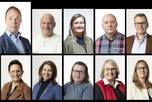 Kennelliitton hallituksen 2026 jäsenet kasvokuvakollaasina