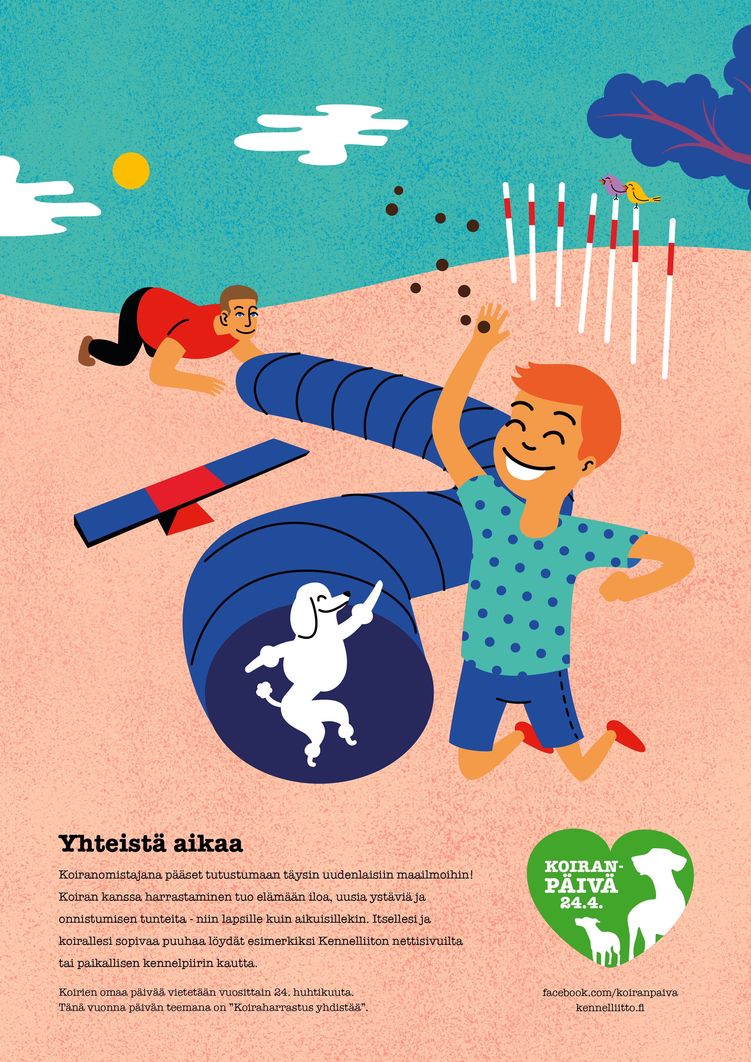 Yhteistä aikaa, Koiranpäivä 2018 -juliste - teemana "Koiraharrastus yhdistää"